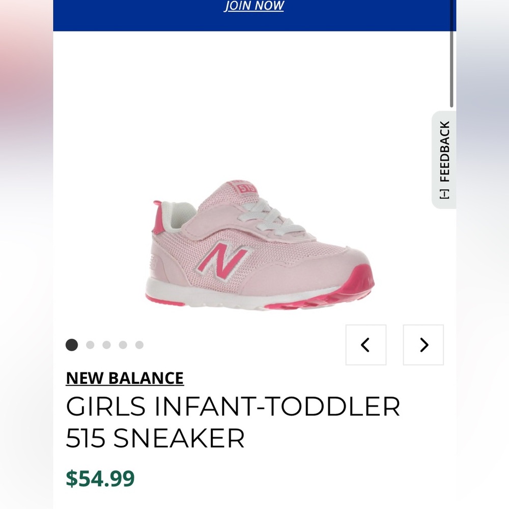 NEW BALANCE
GIRLS INFANT-TODDLER
515 SNEAKER